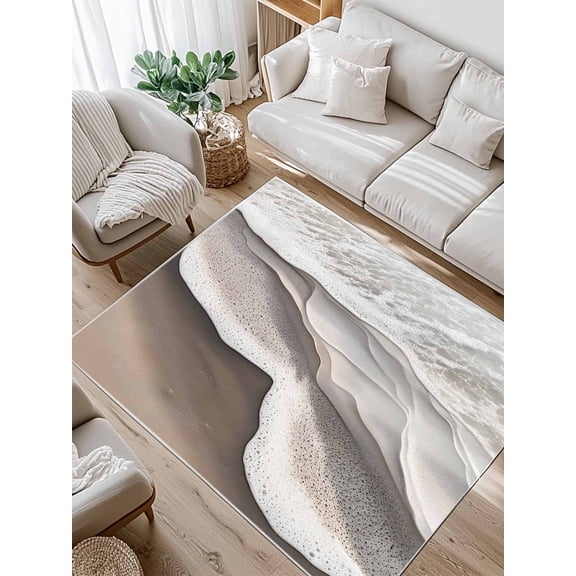 Abstract Wave Effect Area Rug for Bedroom 5x7 Ft Gary Brown Gradient Beach Super Soft fuzzy Throw Rug Non-Slip Fluffy Plush Indoor Floor Carpet for Living Room Nursery Home Decor