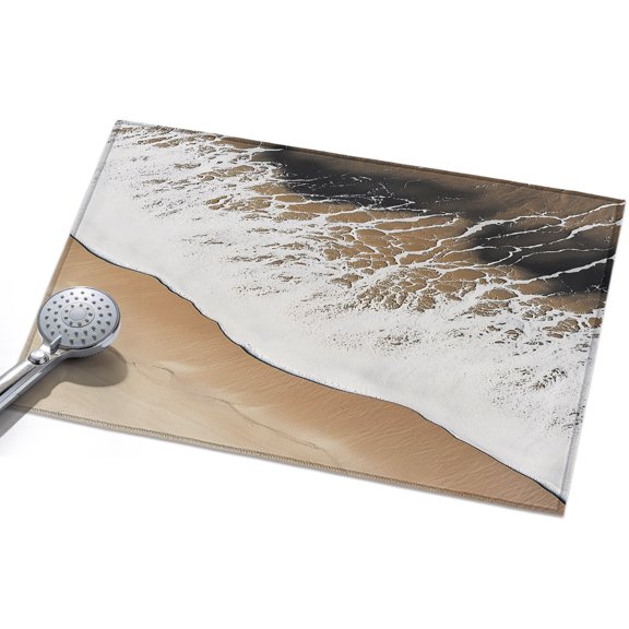 Abstract Wave Effect Area Rugs 2x3ft Brown Gradient Beach Floor Rug Non Slip Low Pile Ultra Soft Throw Carpet for Entryway Indoor Entrance Kitchen Bathroom