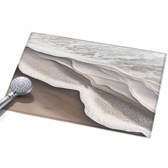 Abstract Wave Effect Area Rugs 2x3ft Gray Brown Gradient Beach Floor Rug Non Slip Low Pile Ultra Soft Throw Carpet for Entryway Indoor Entrance Kitchen Bathroom