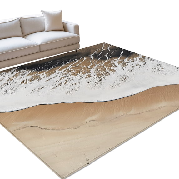 Abstract Wave Effect Area Rugs 3x5ft Brown Gradient Beach Floor Rug Non ...