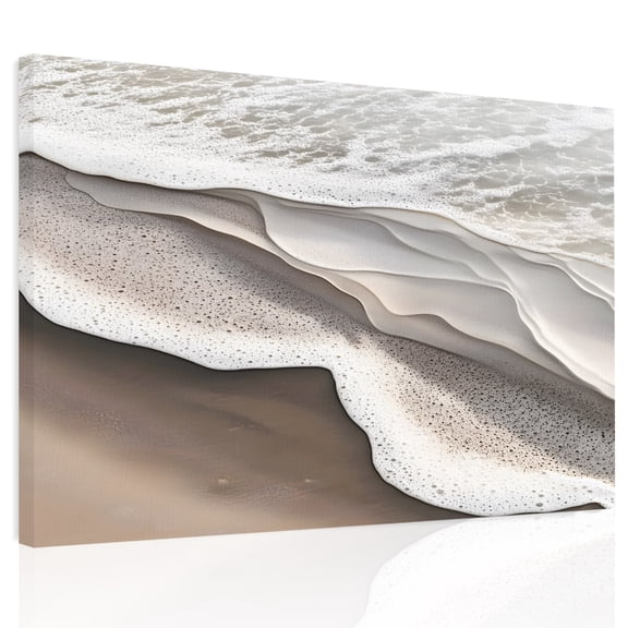 Abstract Wave Effect Canvas Print Wall Art, Gary Brown Gradient Beach Wall Decor Modern Artwork Paintings Pictures for Living Room Framed and Stretched Ready to Hang, 16" x 20"