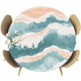 thumbnail image 1 of Abstract Wave Effect Round Fitted Table Cover Watercolor Blue Modern Art Waterproof Table Cloth with Elastic Edge Wipeable Tablecloth for Picnic Camping Party Fits 45"-54" Diameter, 1 of 8