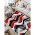thumbnail image 1 of Abstract Wave Line Area Rug for Bedroom 5x7 Ft Black Red Gray Stripe Graffiti Super Soft fuzzy Throw Rug Non-Slip Fluffy Plush Indoor Floor Carpet for Living Room Nursery Home Decor, 1 of 8