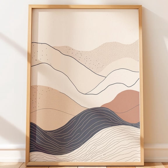 Abstract Wave Line Art Modern Minimalist Earthy Textured Decor Unframed Paper Print