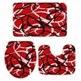 thumbnail image 1 of Abstract Wave Line Bathroom Rugs Set Black White Red Geometric Stripe Modern Non Slip Absorbent Soft Bath Mats 3 Piece Set with Bathroom Rug, U-Shaped Floor Mat, Toilet Seat Cover Small Size, 1 of 9