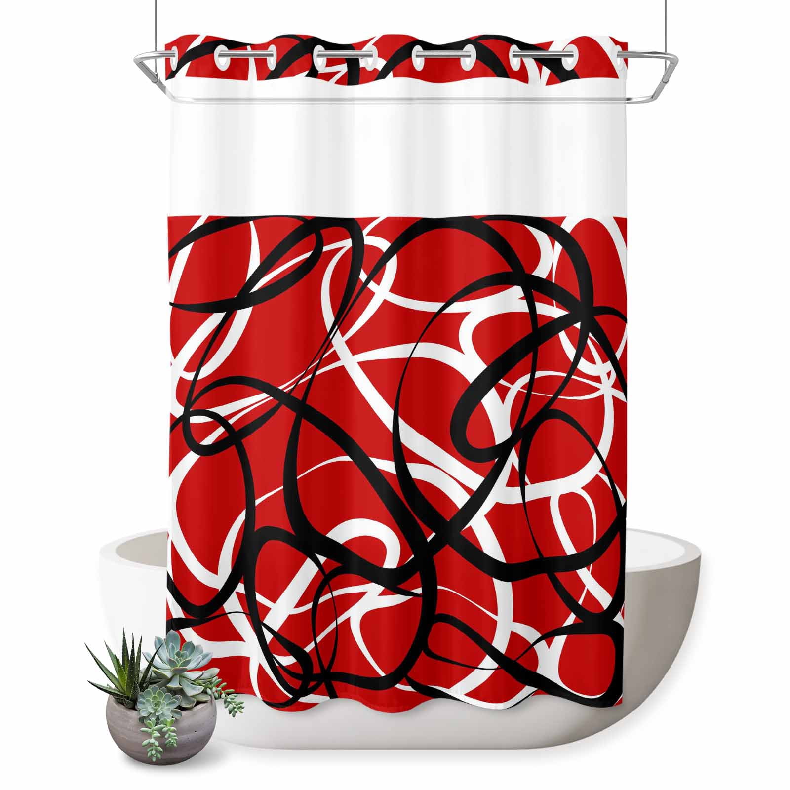 Red Black And White Shower Curtain