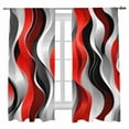 thumbnail image 1 of Abstract Wave Line Sheer Curtains 63 inches Long 2 Panels Set Gray Red Black Stripe Graffiti Sheer Window Curtain Rod Pocket Voile Drapes for Living Room/Bedroom, Each 52" W x 63" L, 1 of 7