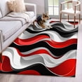 thumbnail image 1 of Abstract Wave Line Washable Area Rug 3x5 111 Black Red Gray Stripe Graffiti Low-Profile Large Area Rugs with Non Slip Backing Indoor Floor Carpet for Entrance Living Room Bedroom Home Office, 1 of 9