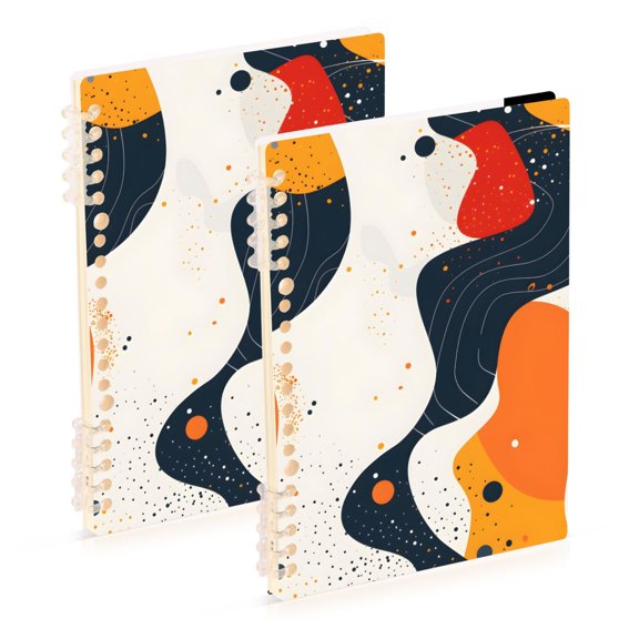 Abstract Wave Line and Dot Notebook Detachable Coil Notebook Diary Plan Book A5 Size 60 Pages 1 Pack