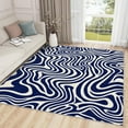 thumbnail image 1 of Abstract Wave Optical Illusion Area Rug, Navy Swirl Pattern Rugs, Zebra Print Modern Carpet, Wavy Home Decor 3x4ft Small, 1 of 6