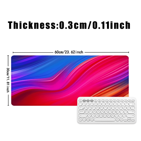 Abstract Wave Pattern Mouse Pad 31.5 x 11.82 Inches Rubber Desk Mat for ...