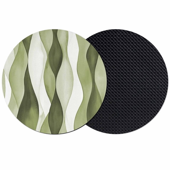 Abstract Wave Pattern Texture Coasters for Drinks,Absorbent Non Slip Rubber Drink Coasters Set of 2 for Cup,Table,Bar,Home Decor, Sage Green