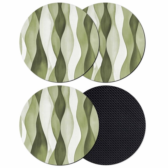 Abstract Wave Pattern Texture Coasters for Drinks,Absorbent Non Slip Rubber Drink Coasters Set of 4 for Cup,Table,Bar,Home Decor, Sage Green