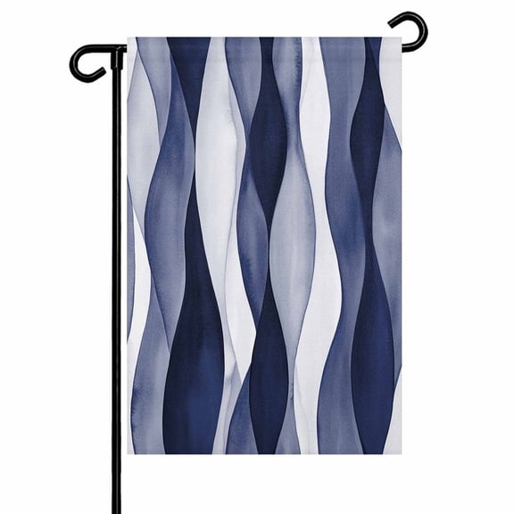 Abstract Wave Pattern Texture Garden Flags for Outside Navy Blue Double Sided Yard Flags Outdoor House Decoration, Small 12X18 Inch,