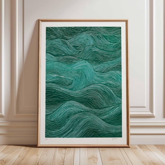Abstract Wave Poster, Ocean Inspired Wall Art, Modern Line Art Print, Minimalist Sea Pattern, Calming Coastal Decor For Home, Boho Decor,Gift Idea, Artistic Home Accent For Modern, Unframed 8X10