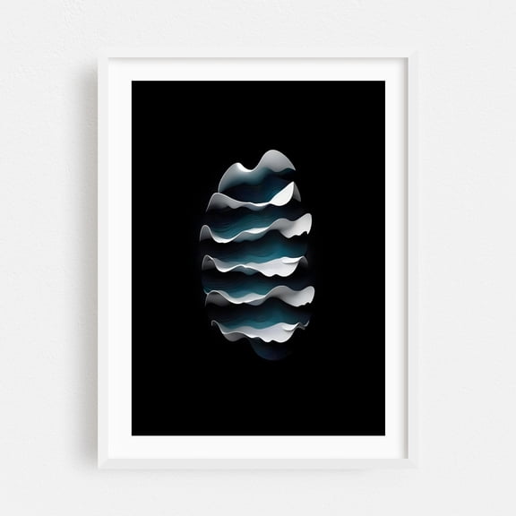 Abstract Wave Sculpture - Photography Abstract Minimalist Modern Art Geometric Surrealism Waves Space White Framed Wall Art Print 5 x 7 inches