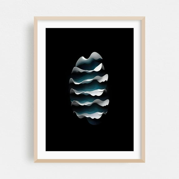 Abstract Wave Sculpture - Photography Oak Framed Wall Art Print 16 x 24 inches