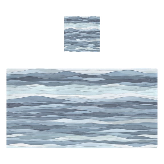 Abstract Wave Shapes Pattern 2 Piece Cotton Bath and Face Towel Set Soft and Absorbent, for Beach Pool Bathroom