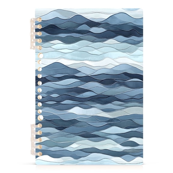 Abstract Wave Shapes Pattern A5 8.3x5.7in PP Notebook, Adjustable Rings, 60 Sheets, Diary or Journey Note