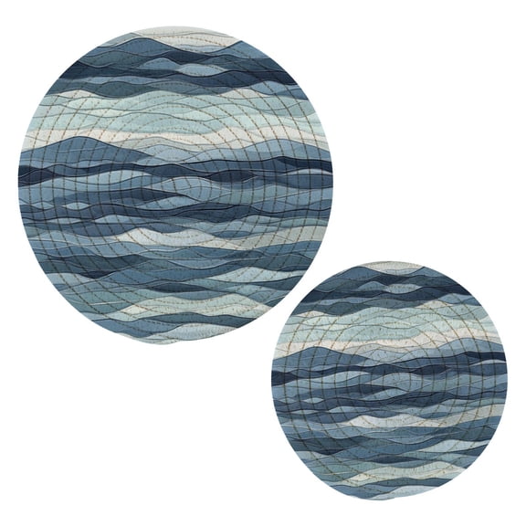 Abstract Wave Shapes Pattern Trivets Potholders Cotton Braided Potholders Heat-Resistant Pads 7.09'' and 9.45''