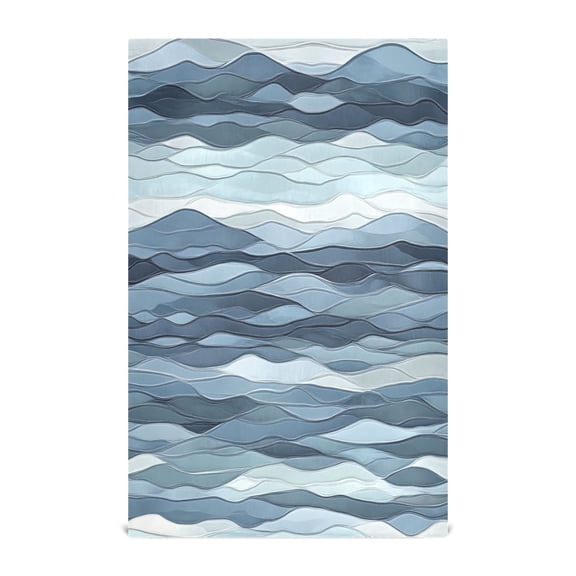 Abstract Wave Shapes Pattern Decorative Waffle Towel Kitchen Dishcloth 28x18in Multi-Use Tea Towel