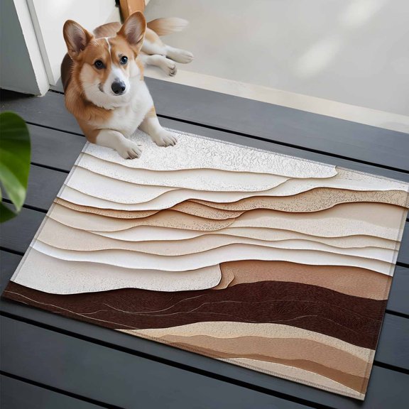 Abstract Wave Texture 2x3 Area Rugs for Living Room, Vintage Earth Color Gradient Non Slip Floor Mat Washable Low-Profile Indoor Carpet for Bedroom, Dining Room, Bathroom