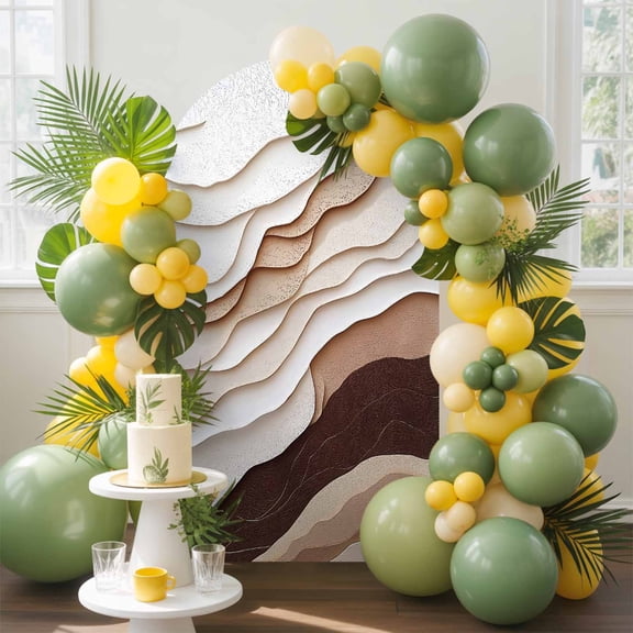 Abstract Wave Texture Arch Backdrop Cover, 6.6FT, Vintage Earth Color Gradient Spandex Arch Covers Double-Sided Backdrop for Wedding Birthday Party Photo Background Decoration