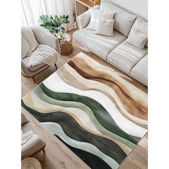 Abstract Wave Texture Area Rug for Bedroom 2.7x5 Ft Retro Brown Brown Bump Super Soft fuzzy Throw Rug Non-Slip Fluffy Plush Indoor Floor Carpet for Living Room Nursery Home Decor