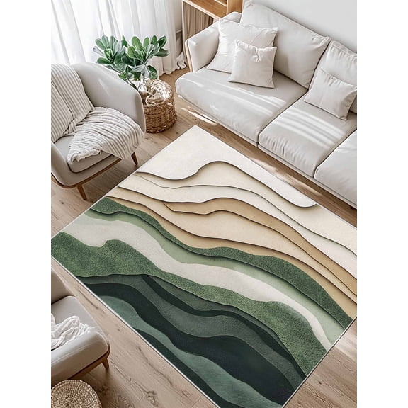Abstract Wave Texture Area Rug for Bedroom 4x6 Ft Vintage Watercolor Bump Super Soft fuzzy Throw Rug Non-Slip Fluffy Plush Indoor Floor Carpet for Living Room Nursery Home Decor