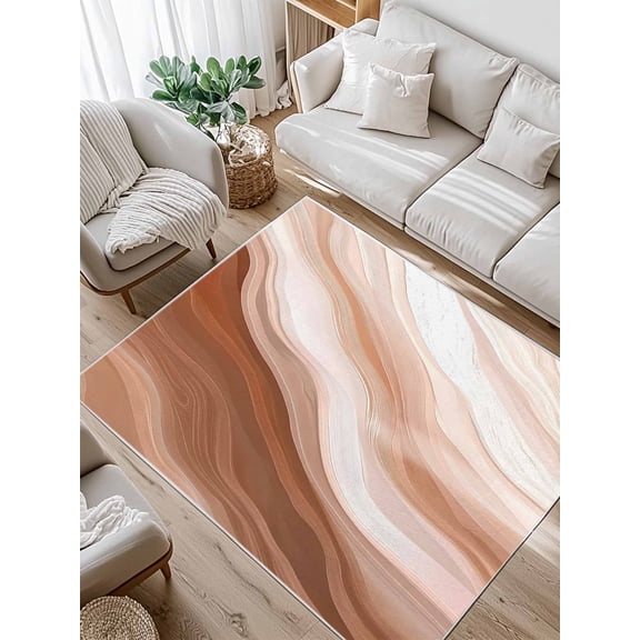 Abstract Wave Texture Area Rug for Bedroom 5x7 Ft Retro Earth Color Gradient Super Soft fuzzy Throw Rug Non-Slip Fluffy Plush Indoor Floor Carpet for Living Room Nursery Home Decor