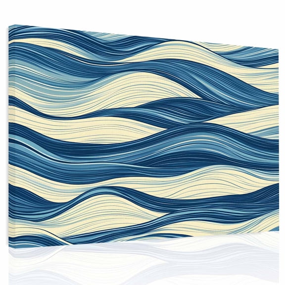Abstract Wave Texture Canvas Print Wall Art, Beige Blue Gradient Watercolor Modern Art Wall Decor Modern Artwork Paintings Pictures for Living Room Framed and Stretched Ready to Hang, 12" x 16"