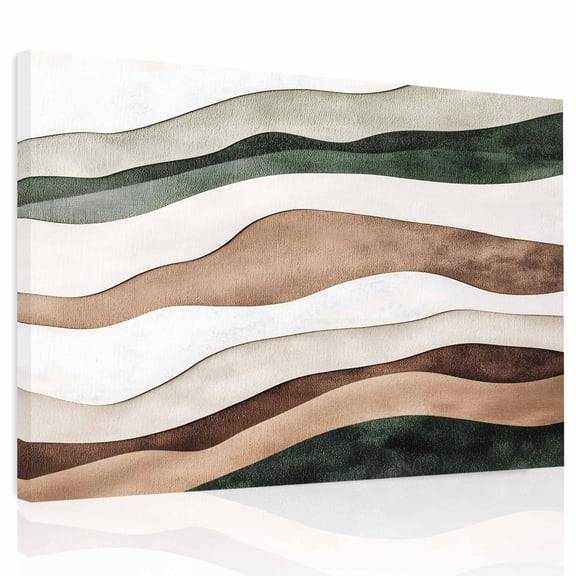 Abstract Wave Texture Canvas Print Wall Art, Vintage Brown Turquoise Bump Wall Decor Modern Artwork Paintings Pictures for Living Room Framed and Stretched Ready to Hang, 12" x 16"