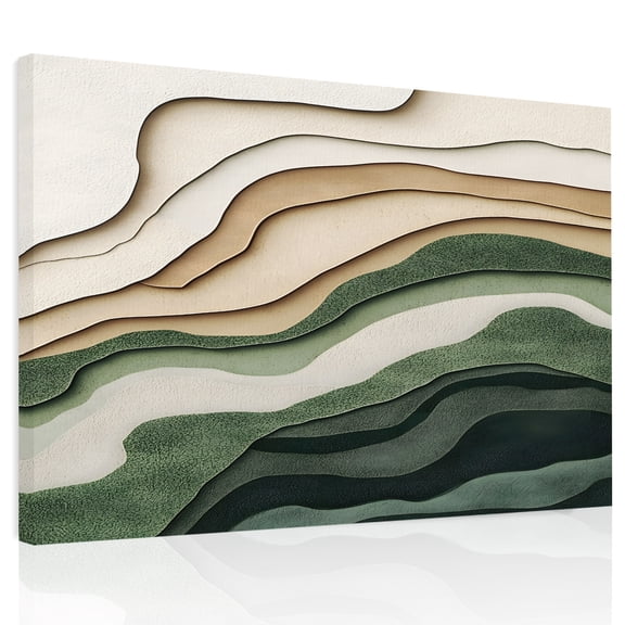 Abstract Wave Texture Canvas Print Wall Art, Vintage Watercolor Bump Wall Decor Modern Artwork Paintings Pictures for Living Room Framed and Stretched Ready to Hang, 12" x 16"