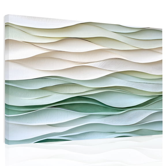Abstract Wave Texture Canvas Print Wall Art, Watercolor Green Decor Wall Decor Modern Artwork Paintings Pictures for Living Room Framed and Stretched Ready to Hang, 20" x 24"