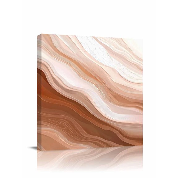 Abstract Wave Texture Canvas Wall Art, Retro Earth Color Gradient Framed Wall Decor Modern Artwork Prints Painting for Living Room, Bedroom, Kitchen & Cafe Decor 28x28 Inch