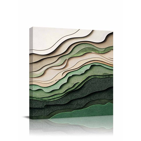 Abstract Wave Texture Canvas Wall Art, Retro Watercolor Bump Framed Wall Decor Modern Artwork Prints Painting for Living Room, Bedroom, Kitchen & Cafe Decor 8x8 Inch