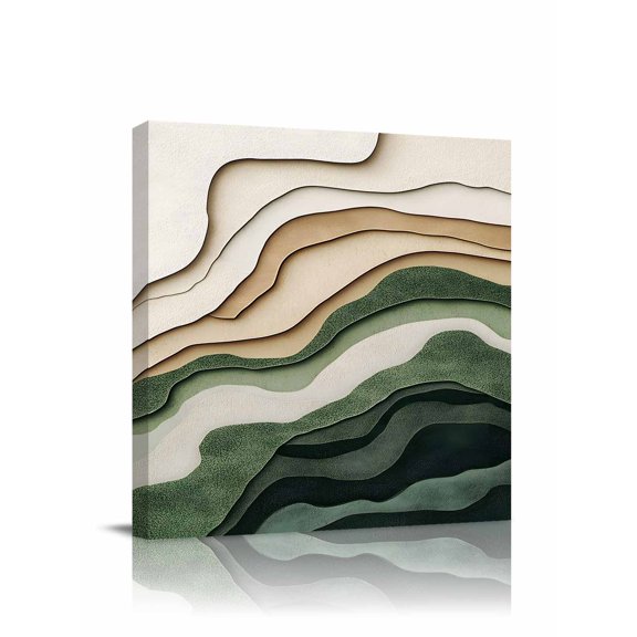 Abstract Wave Texture Canvas Wall Art, Vintage Watercolor Bump Framed Wall Decor Modern Artwork Prints Painting for Living Room, Bedroom, Kitchen & Cafe Decor 16x16 Inch