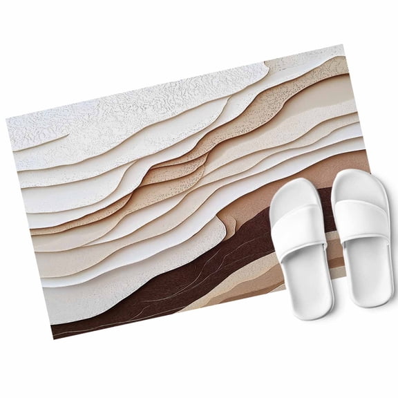 Abstract Wave Texture Door Mat Vintage Earth Color Gradient Non Slip Absorbent Entrance Mat Washable Low Profile Indoor Doormat for Front Door Entryway Entry 16"x24"