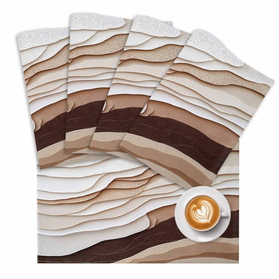 Abstract Wave Texture Placemats Set of 2 Vintage Earth Color Gradient Place Mats Washable Table Mats for Party Kitchen Dining Decoration, 13 X 19 Inch
