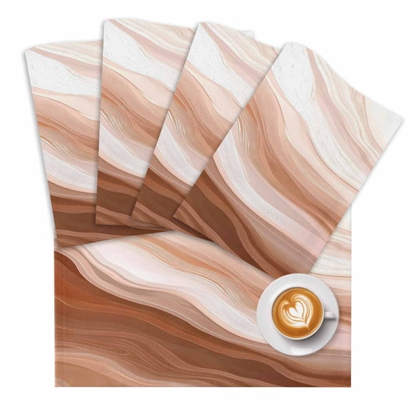 Abstract Wave Texture Placemats Set of 1 Retro Earth Color Gradient Place Mats Washable Table Mats for Party Kitchen Dining Decoration, 13 X 19 Inch