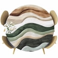 thumbnail image 1 of Abstract Wave Texture Round Fitted Table Cover Retro Brown Brown Bump Waterproof Table Cloth with Elastic Edge Wipeable Tablecloth for Picnic Camping Party Fits 45"-54" Diameter, 1 of 8