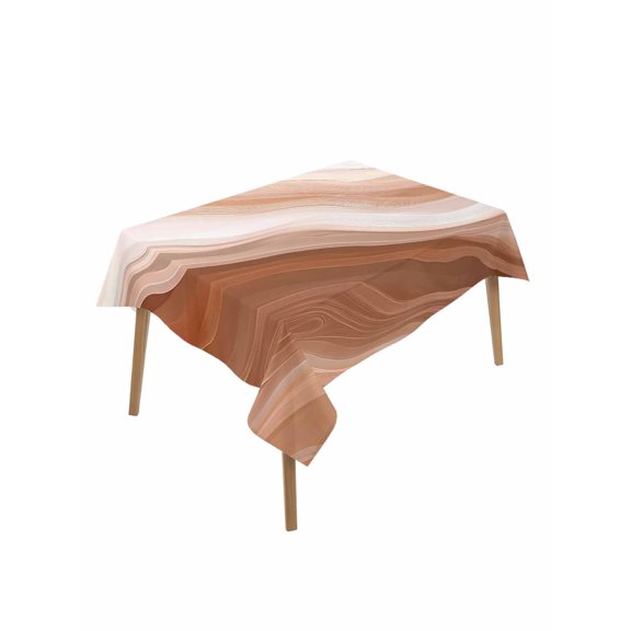 Abstract Wave Texture Table Cloth 60x102 Inch Rectangle, Retro Earth Color Gradient Waterproof Tablecloth Washable Table Cover for Party Picnic Dinner Decor