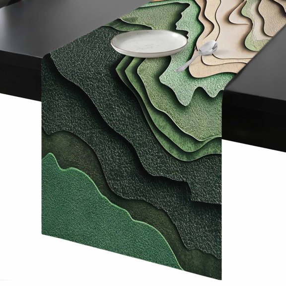 Abstract Wave Texture Table Runner 13x60 Inch Retro Watercolor Bump Table Runner Non-Slip Dresser Scarves for Holiday Decorations, Party, Dinner and Gatherings, 1 Pack