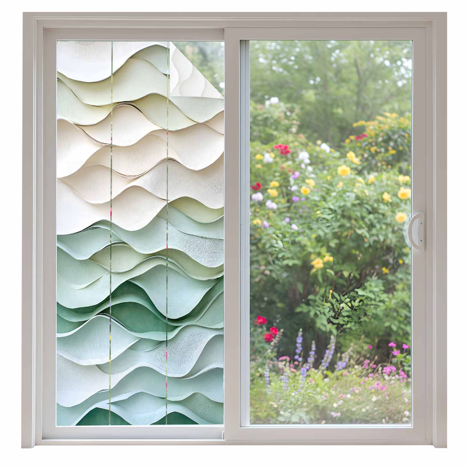 Abstract Wave Texture Window Privacy Film Watercolor Green Decor ...