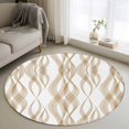 Abstract Waves 4FT Round Area Rug Brown Woven Lattice Modern Soft Small ...