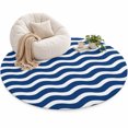 Abstract Waves Area Rug 5', Stripes Navy Blue Water Ripple Soft Mat Non ...
