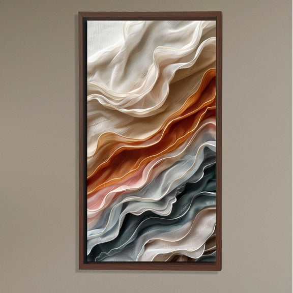 Abstract Waves Art, Modern Textured Layered Wall Decor in Beige and Terracotta, Contemporary Flow De for Elegant Interiors Poster Decor, Size 8x12 UNFFRAMED F03.1.8l1460