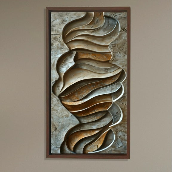 Abstract Waves Art, Modern Textured Wall Decor, Gold Beige Sculptural for Living Room or Office Contemporary Elegance Poster Decor, Size 8x12 UNFFRAMED F03.1.8l1438
