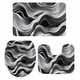 thumbnail image 1 of Abstract Waves Bath Mat 3 Piece Bathroom Rug Set, Black Grey Modern Geometric Striped Non Slip Bath Rug Contour Mat and Toilet Lid Cover, Absorbent Shower Mats Soft Bath Rugs and Mats Sets, 1 of 8