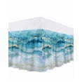 thumbnail image 1 of Abstract Waves Bed Skirt California King Size 18" Drop Spray Beach Ocean Watercolor Ruffled Wrap Around Bed Skirts Adjustable Elastic Bedskirt Dust Ruffle for California King Size Bed, 1 of 7